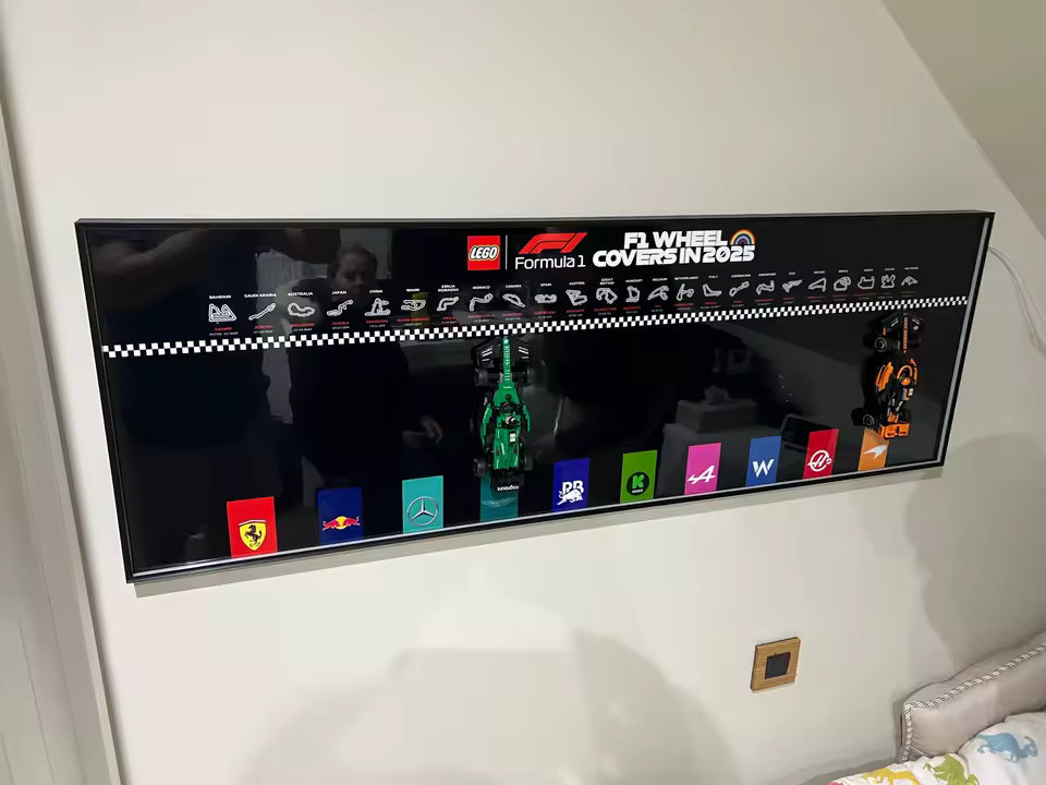Wallboard Display For Speed Champions Lego F1 Models with LED Backlights