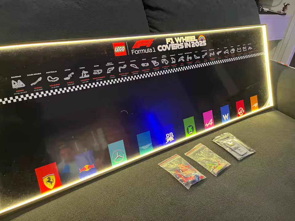 Wallboard Display For Speed Champions Lego F1 Models with LED Backlights