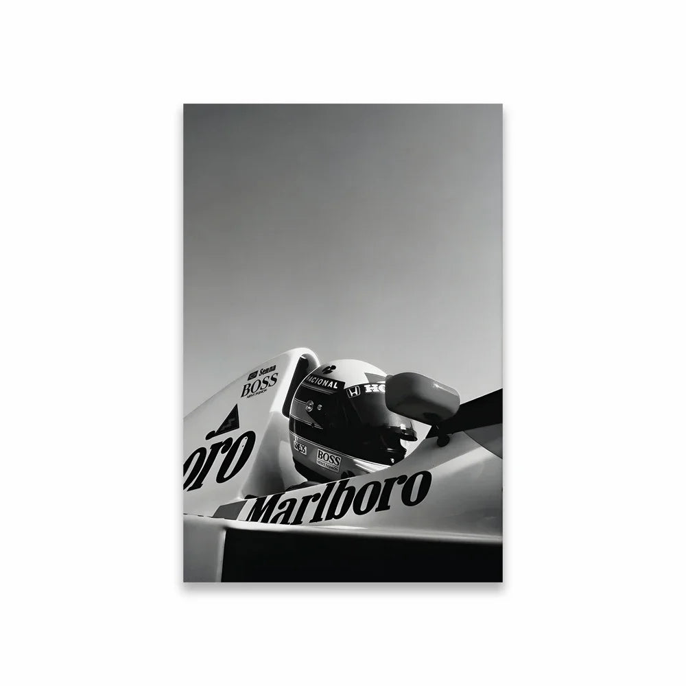 Black and White F1 Canvas Poster