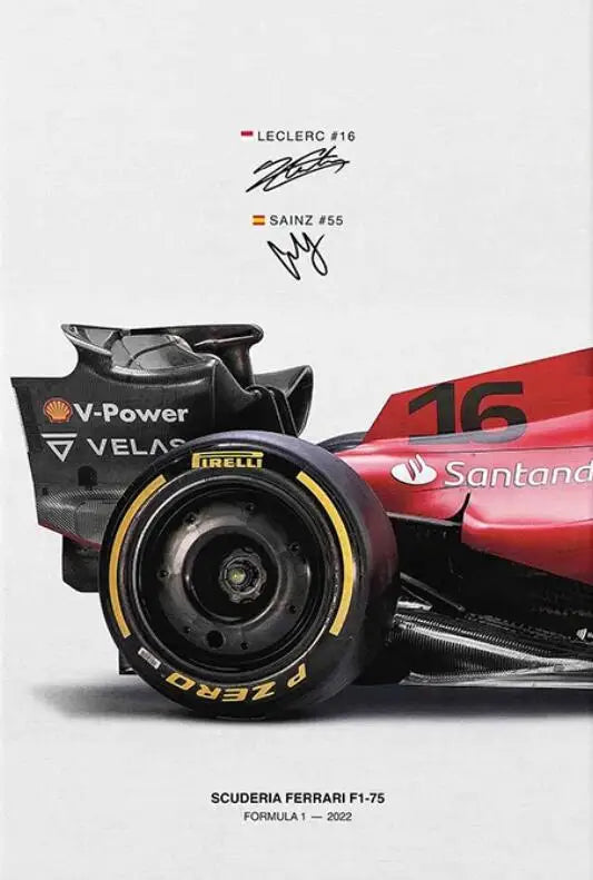 F1 Canvas Poster - Hamilton Leclerc Car + Signature