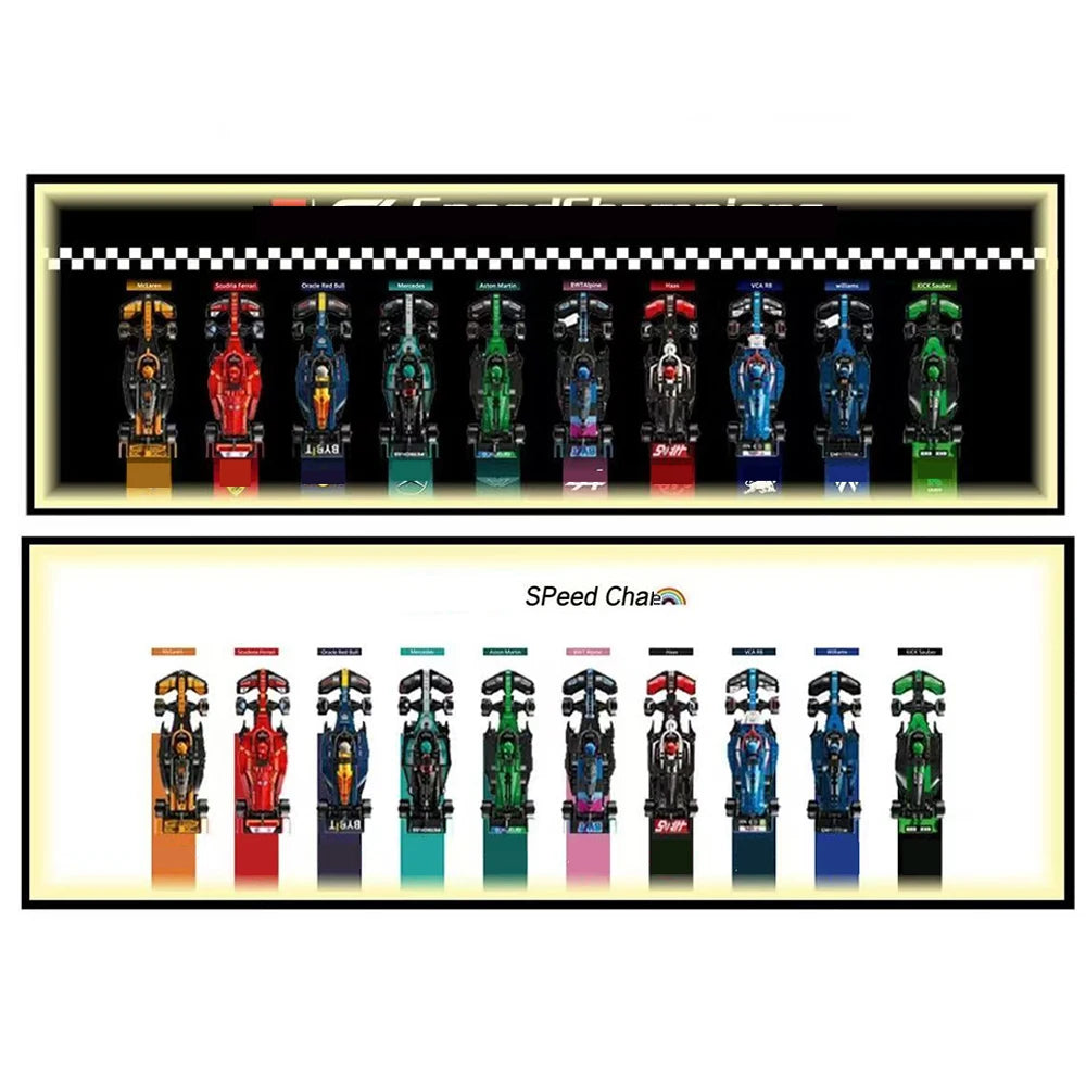Wallboard Display For Speed Champions Lego F1 Models with LED Backlights