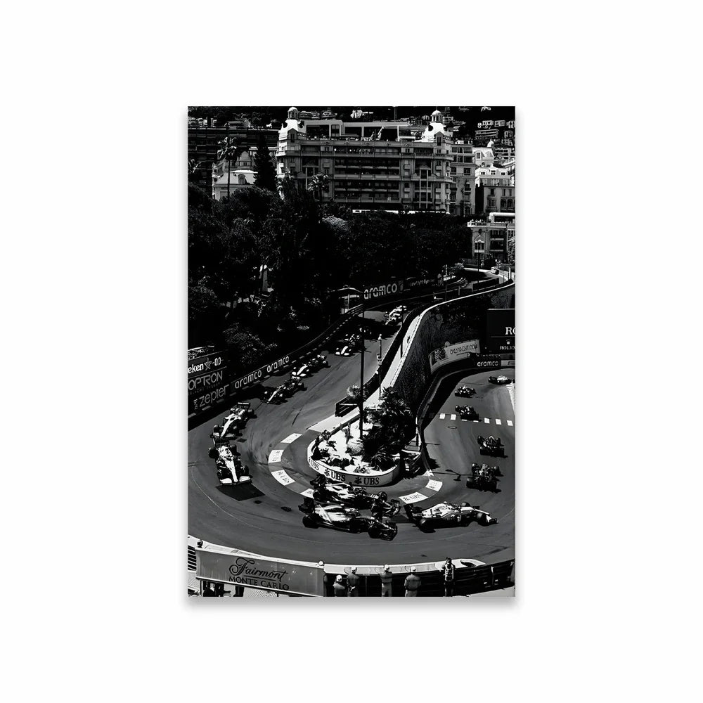 Black and White F1 Canvas Poster