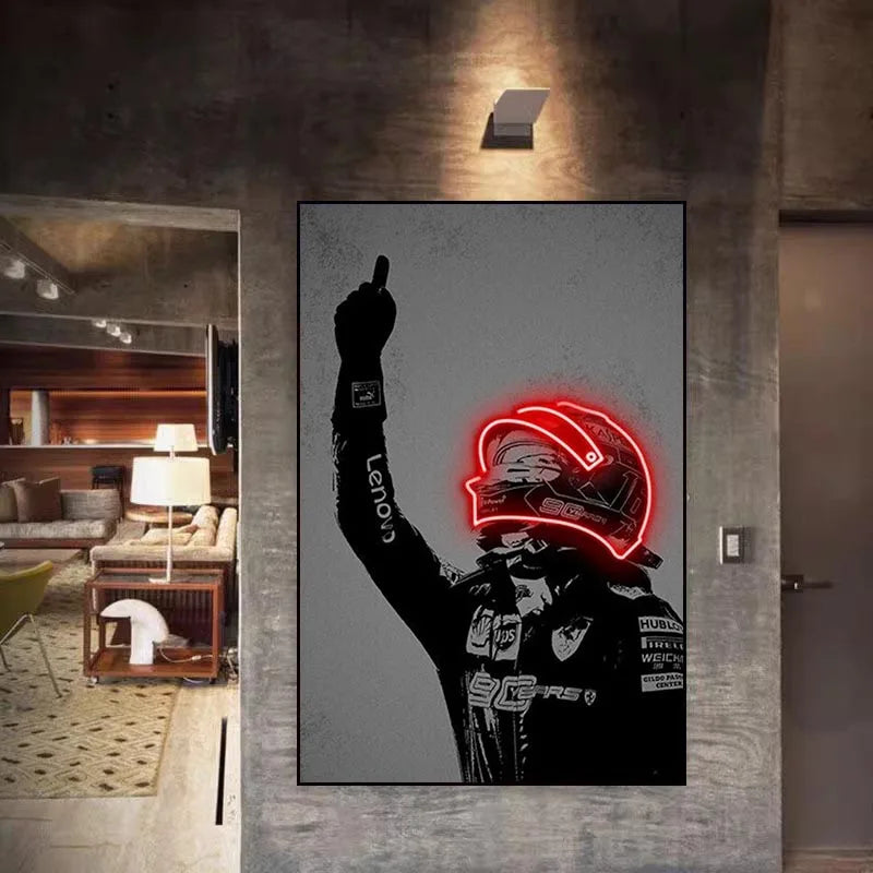 Poster Canvas - Neon Helmet Pilot