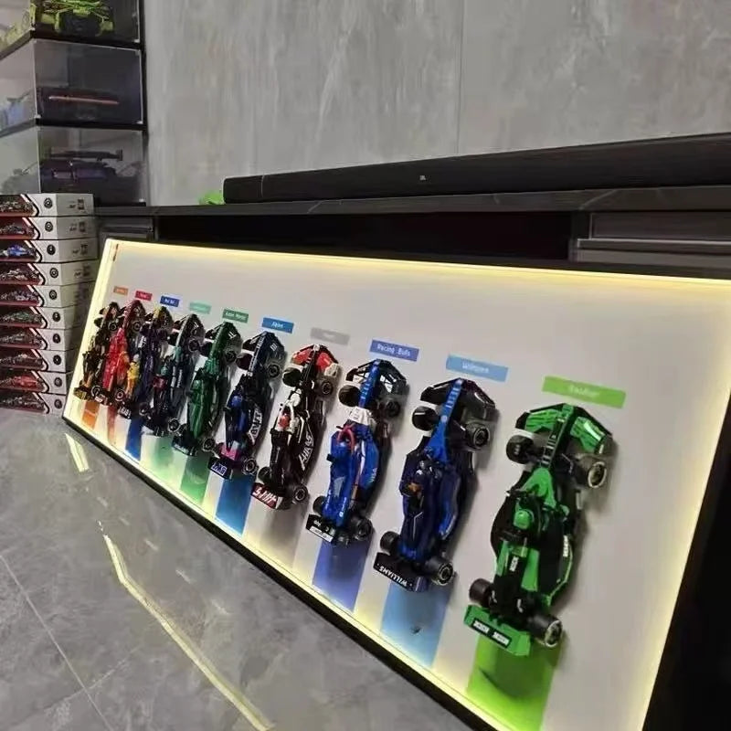 Wallboard Display For Speed Champions Lego F1 Models with LED Backlights