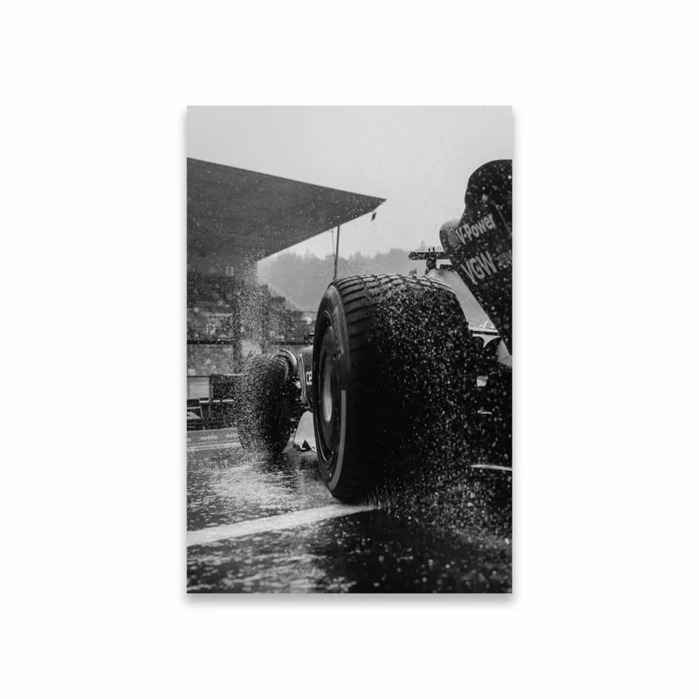 Black and White F1 Canvas Poster
