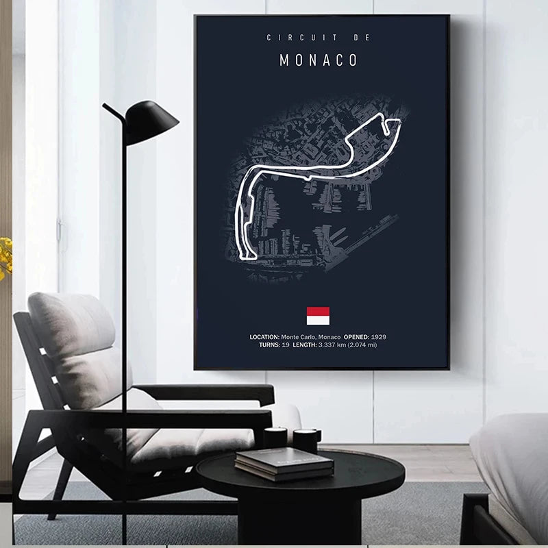 Most Iconic Motorsport Circuits Canvas Poster - Dark