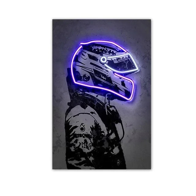 Poster Canvas - Neon Helmet Pilot