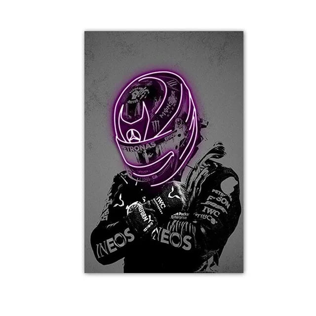 Poster Canvas - Neon Helmet Pilot