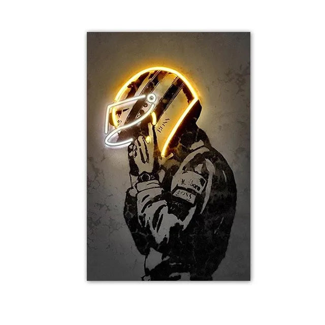 Poster Canvas - Neon Helmet Pilot