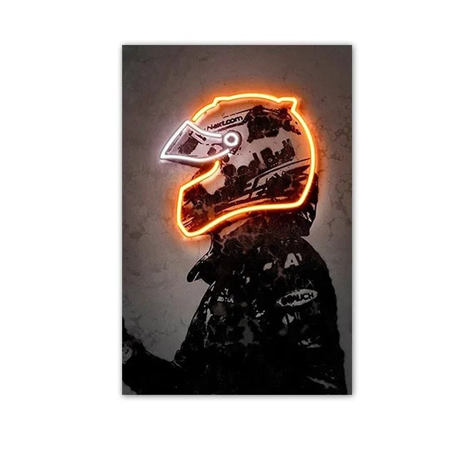 Poster Canvas - Neon Helmet Pilot