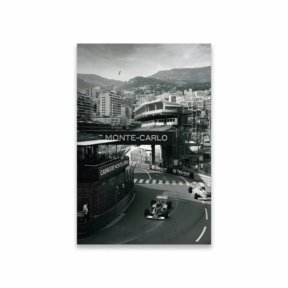 Black and White F1 Canvas Poster