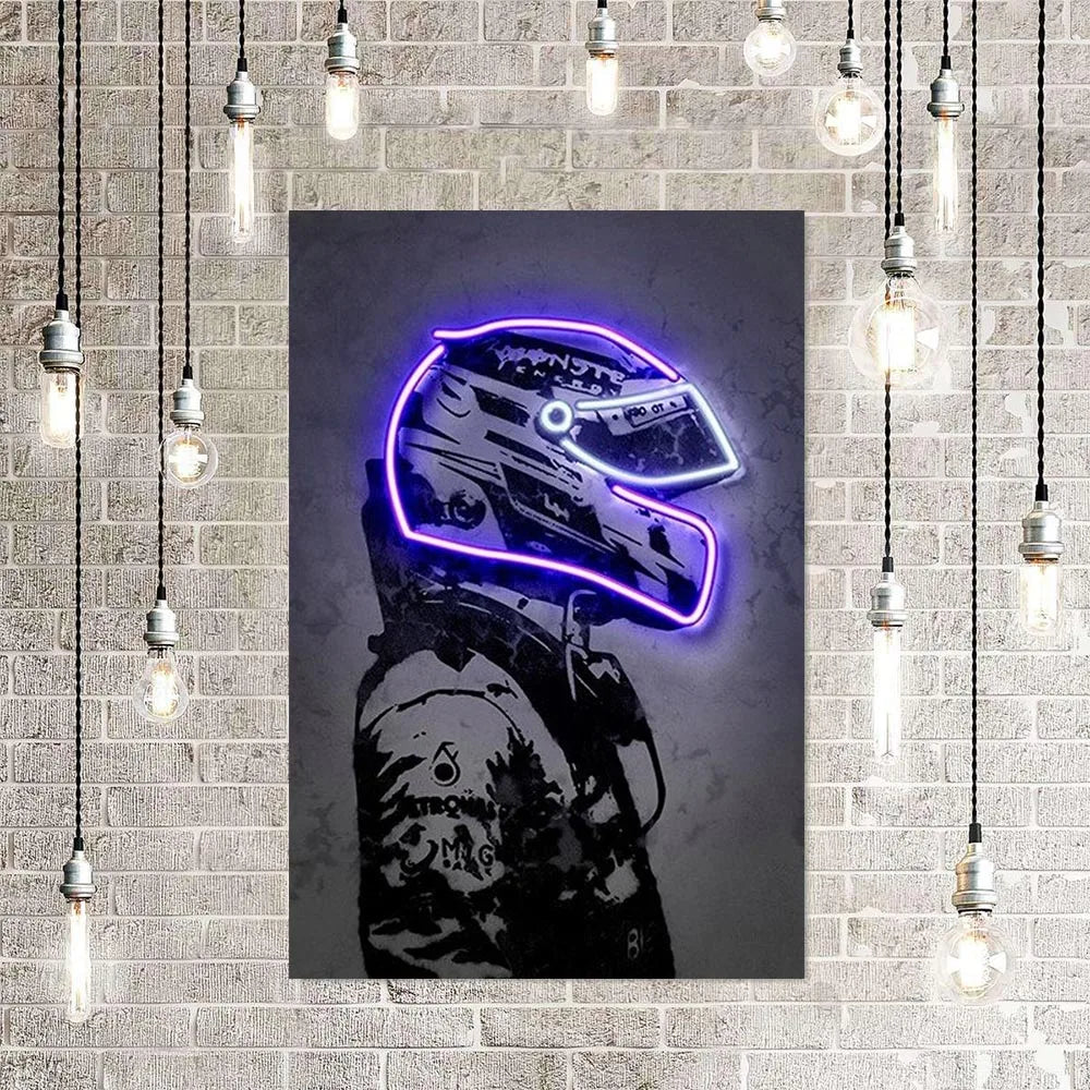 Poster Canvas - Neon Helmet Pilot