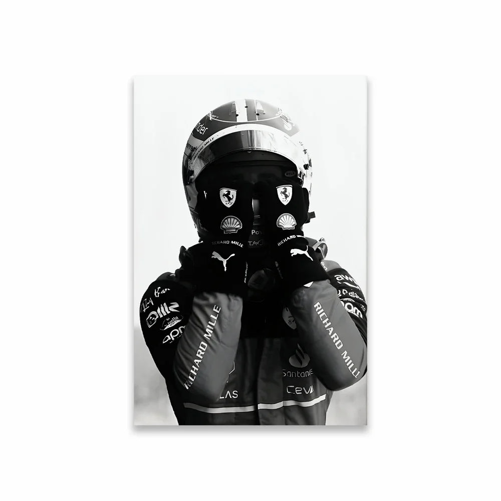 Black and White F1 Canvas Poster