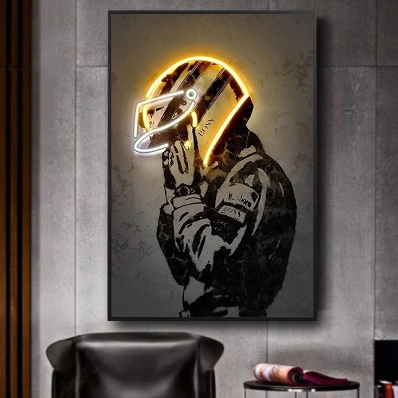 Poster Canvas - Neon Helmet Pilot