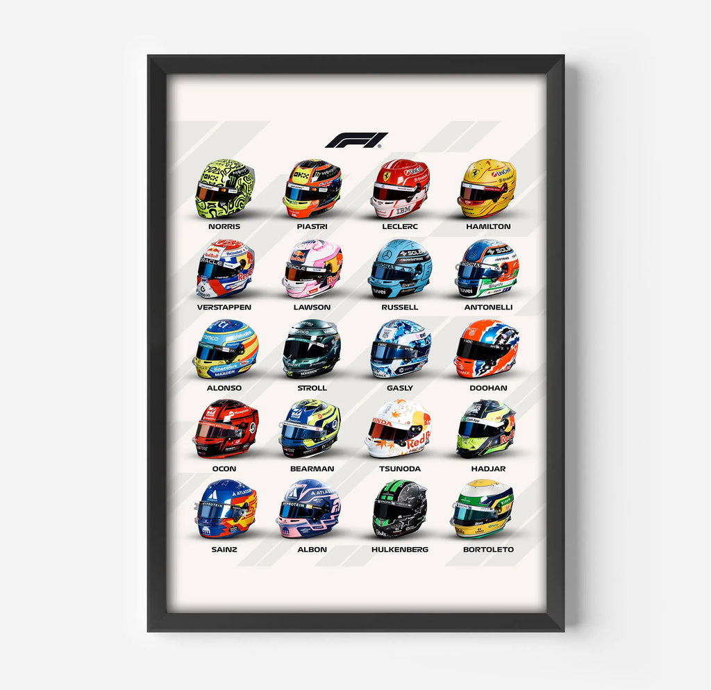F1 Canvas Poster Helmet, Signature and Car