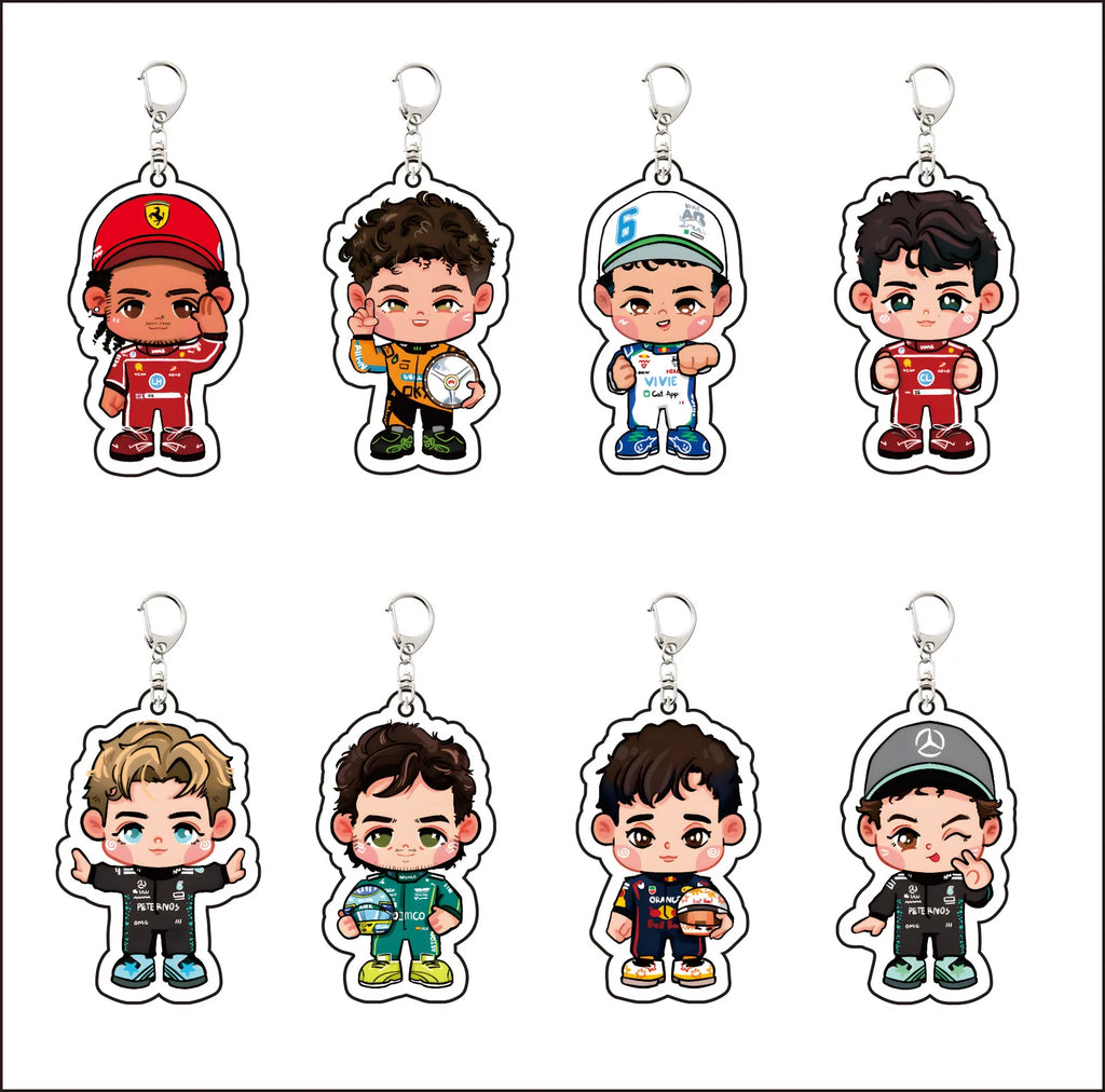Formula 1 drivers key chain anime style