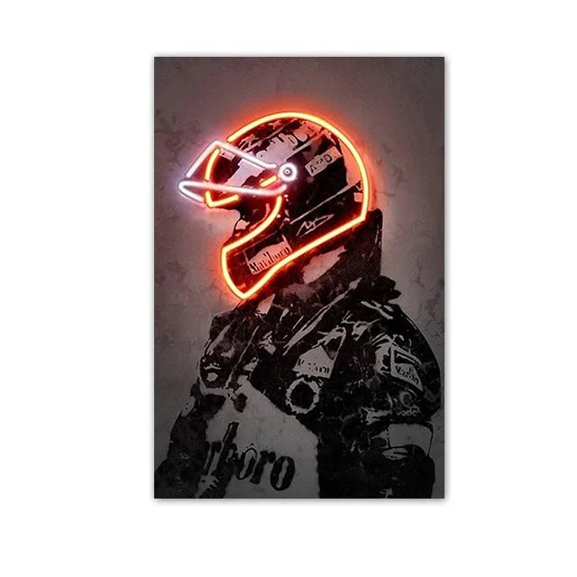 Poster Canvas - Neon Helmet Pilot