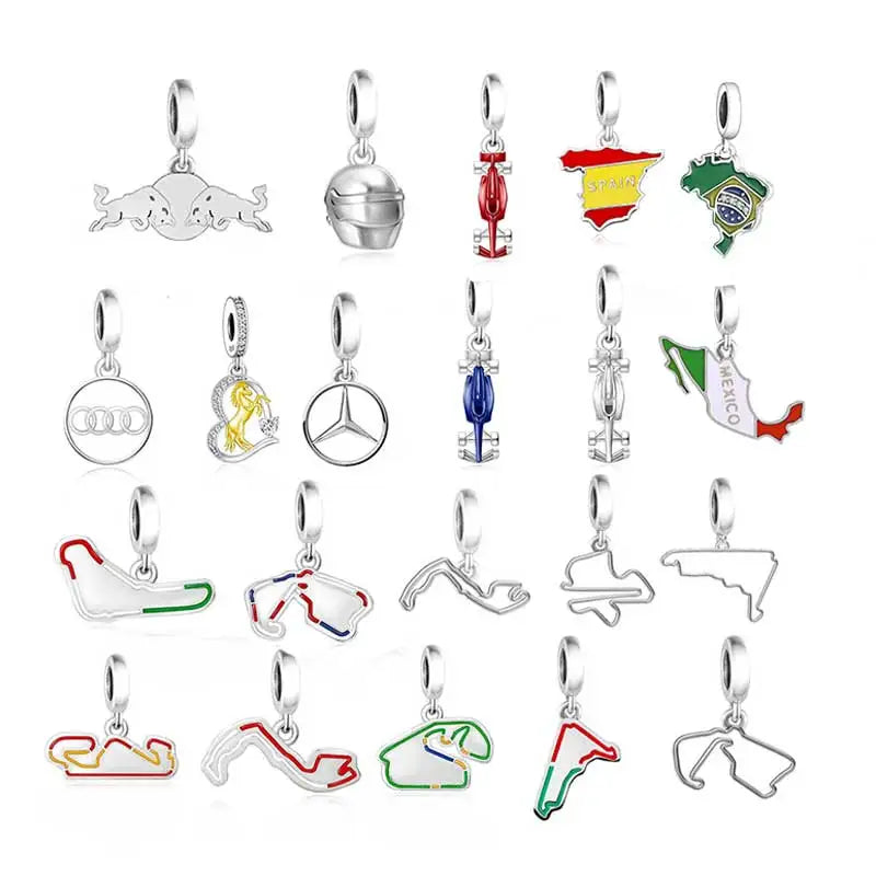 Racing Bracelet Charm 925 Silver, various styles