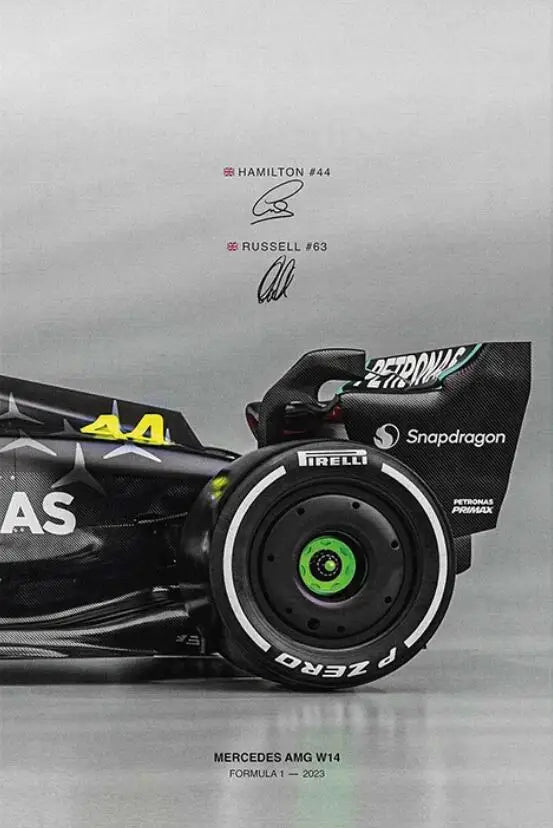 F1 Canvas Poster - Hamilton Leclerc Car + Signature