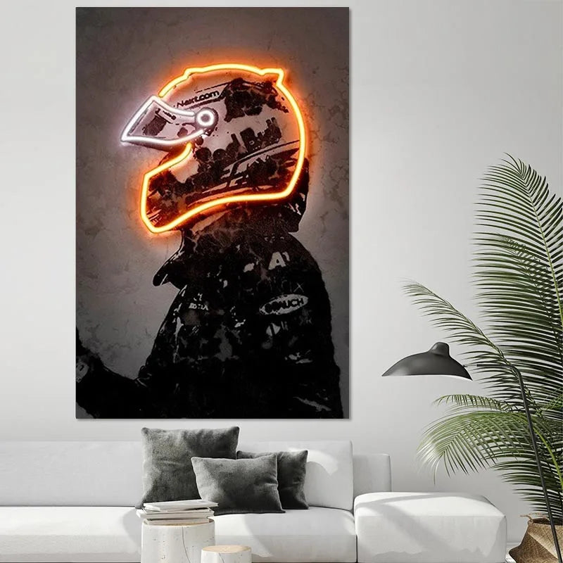 Poster Canvas - Neon Helmet Pilot